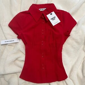 princess polly cottesloe blouse top red button up henley